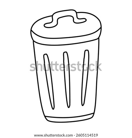 Doodle trash can. Isolated on white background