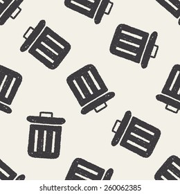  Doodle Trash can seamless pattern background