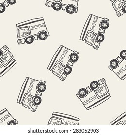 doodle travel car seamless pattern background
