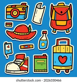 doodle travel cartoon sticker vector design for logo, patch, badge, logo, sticker icon and more