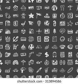 doodle travel, seamless pattern background
