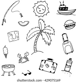 Doodle of travel at summer vector art