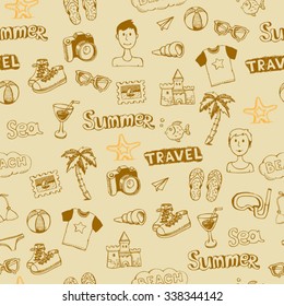 doodle travel vector seamless pattern