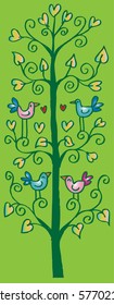 Doodle tree with birds in love.
