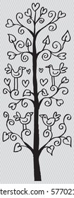 Doodle tree with birds in love.
