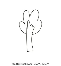 Doodle Tree. Hand Drawn childish illustration. Black cute illustrations isolated on white background. Black and white simple tree.