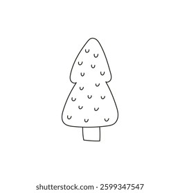 Doodle Tree. Hand Drawn childish illustration. Black cute illustrations isolated on white background. Black and white simple tree.