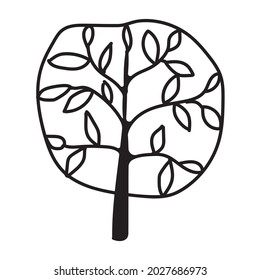 Doodle  tree. Hand drawn sketched. Vector Illustration.