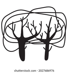 Doodle  tree. Hand drawn sketched. Vector Illustration.