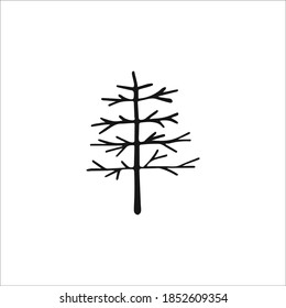 Doodle tree. Hand-drawn single element isolated on white background. Vector.