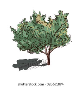 Doodle tree. Isolated in white background. Excellent vector illustration, EPS 10