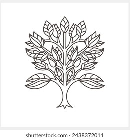 Doodle tree with leaf icon isolated. Sketch clipart Vector stock illustration. EPS 10