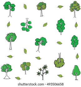 Doodle of tree object different vector illustration