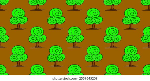 doodle tree pattern background. Tree pattern background. Seamless pattern trees background. flat illustration of tree. 