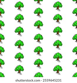 doodle tree pattern background. Tree pattern background. Seamless pattern trees background. flat illustration of tree. 