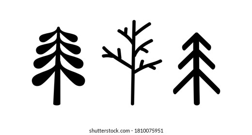 Doodle tree set icon isolated on white. Sketch nature. Vector stock ilustration. EPS 10