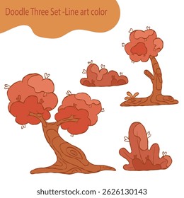 Doodle Tree Set - Line Art Trees and Foliage