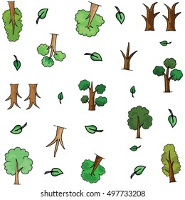 Doodle of tree set object collection vector illustration