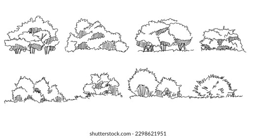 Doodle of tree set object hand draw illustration