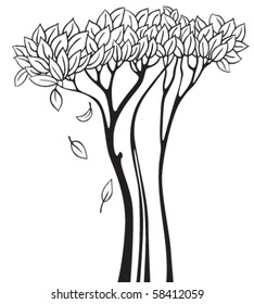 Doodle tree silhouette