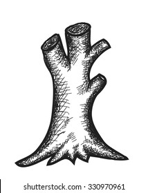doodle tree trunk, vector illustration icon