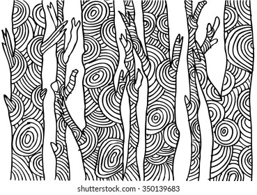 Doodle trees. Hand drawn