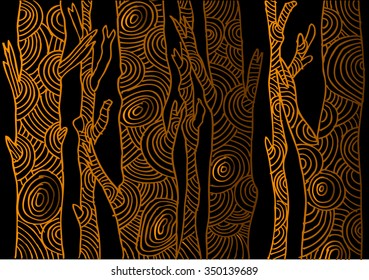 Doodle trees. Hand drawn