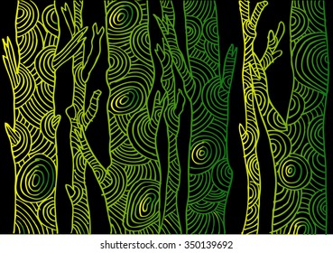 Doodle trees. Hand drawn