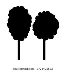 Rabiscar árvores. Ícones isolados em preto e branco no plano de fundo branco. Árvore de mola para o seu projeto. Sinal de símbolo vetorial. Plantas, projeto de paisagem. Conceito de ideia ecológica.
