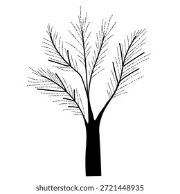 Doodle trees. Isolated black and white icons on white background. Spring tree for your design. Vector symbol sign. Plants, landscape design. Eco idea concept.
