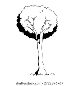 Rabiscar árvores. Ícones isolados no fundo branco. Árvore de mola para o seu projeto. Sinal de símbolo vetorial. Plantas, projeto de paisagem. Conceito de ideia ecológica.