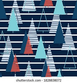 Doodle trees pattern, nursery design.Ideal for apparel,  textile printing, fabric. Vector Illustration, colour editable. 
