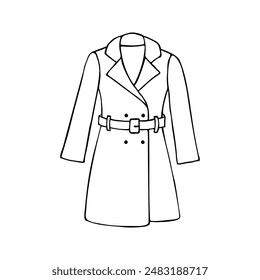 Doodle Trenchcoat. handgezeichnete Vektorillustration