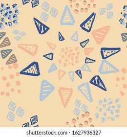 Doodle trend seamless pattern, abstract design. hand drawn geometric shapes. 