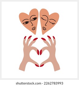 Doodle trendy heart hands clipart Hand drawn vector stock illustration EPS 10