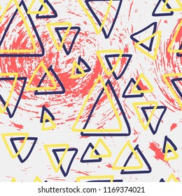 Doodle triangle seamless background. Abstract triangle pattern for card, invitation, wallpaper, album, scrapbook, holiday wrapping paper, textile fabric, garment, t-shirt etc