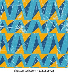 Doodle triangle seamless background. Abstract blue, grey and pink triangle pattern for card, invitation, wallpaper, album, scrapbook, holiday wrapping paper, textile fabric, garment, t-shirt etc