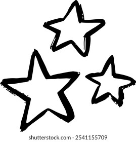 Doodle tripple stars sketch on the isolated background.