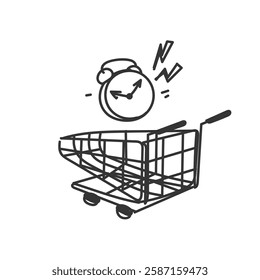 doodle trolley and alarm clock illustration