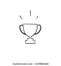 Doodle Trophy Icon For The Winner With Handdrawn Cartoon Style