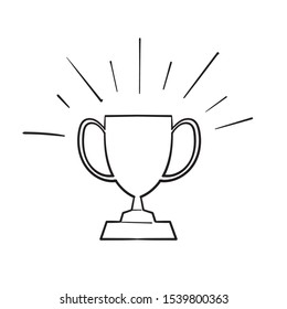 doodle trophy icon for the winner with handdrawn cartoon style