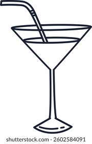 Doodle Tropical Cocktail Vector Illustration