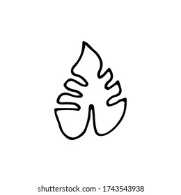 Icono de hoja tropical Doodle en vector. Icono de hoja tropical dibujada a mano