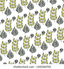 doodle tropical plant branches leaves background