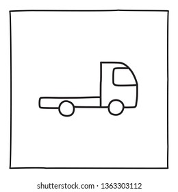 Doodle truck icon, hand drawn with thin line, isolated on white background. Vector illustration.