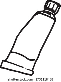 Doodle tube with paint. Hand drawn vector illustration for cards, posters, stickers and professional design.
