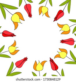 Doodle tulip card for gift holiday. Vector hand draw  Illustration EPS10