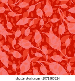 Flor de tulipán de Doodle irregular patrón sin soldadura. Silueta roja motivos florales diseño de superficie repetida aleatoriamente. Texturas interminables de moda para textiles, tela, papel, tarjeta de saludo, volante, papel regalo