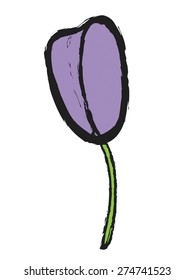 doodle tulip flower, vector illustration