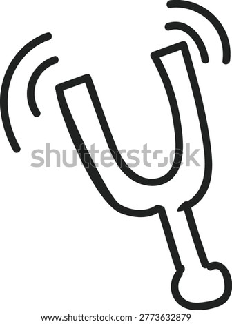 A doodle of a tuning fork used for pitch calibration and instrument tuning, especially pianos.